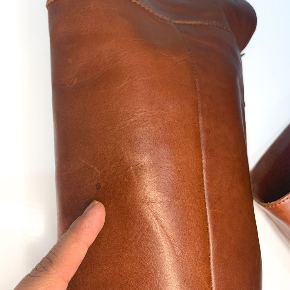 Frye Claude Over The Knee Tall Chunky High Heeled Boot 8.5 Brown Leather OTK - Picture 6 of 9